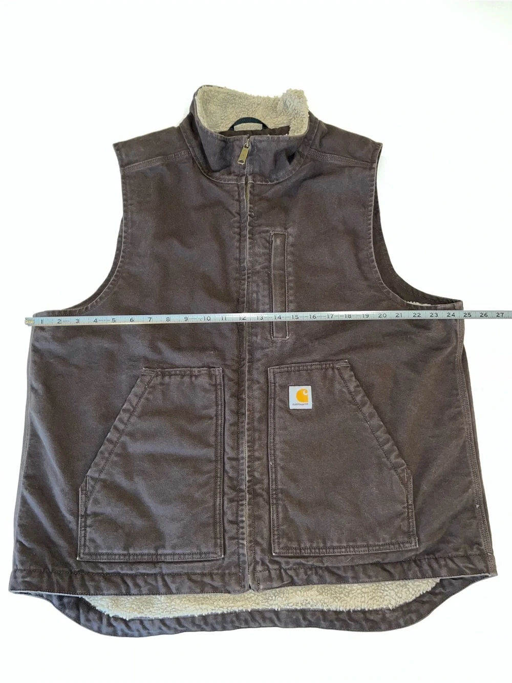 Carhartt Men’s Sherpa Lined Mock Neck Vest Dark Brown Size L - Picture 11 of 12